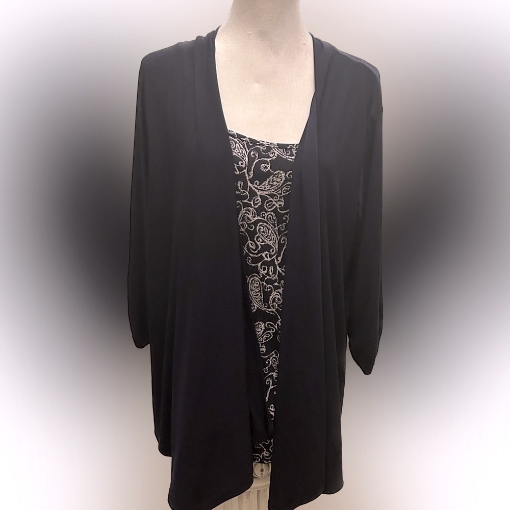 50%offw❤️ Anthropologie Naif Layered Top 1X navy blue wfloral traveler fabric